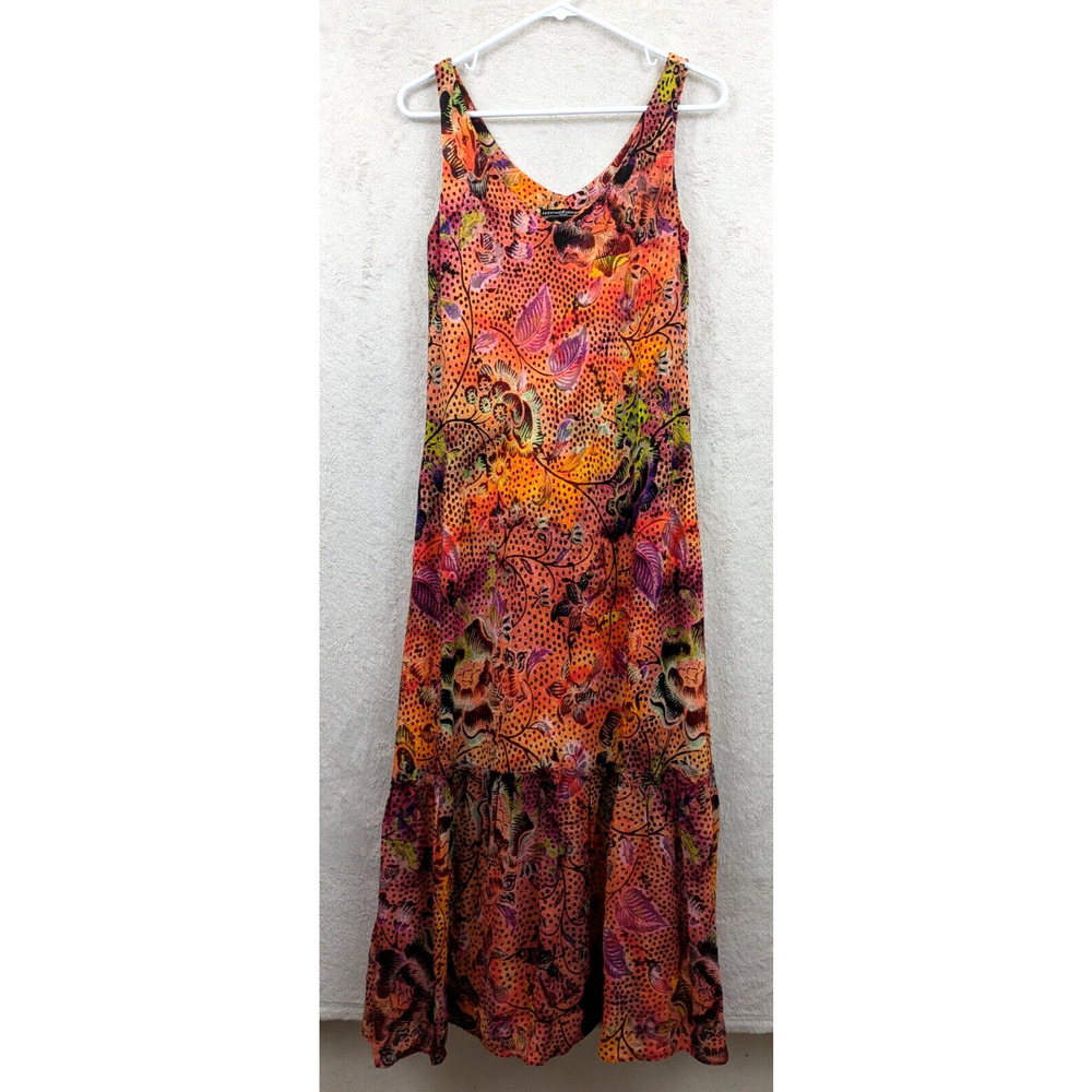 Peruvian Connection sz S Mid Length Dress sleeveless tank floral 1553